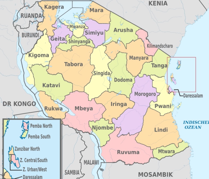 bản đồ tanzania